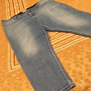 Juicy Couture Light Blue Relaxed Jeans, Cropped, Cotton Blend, 16